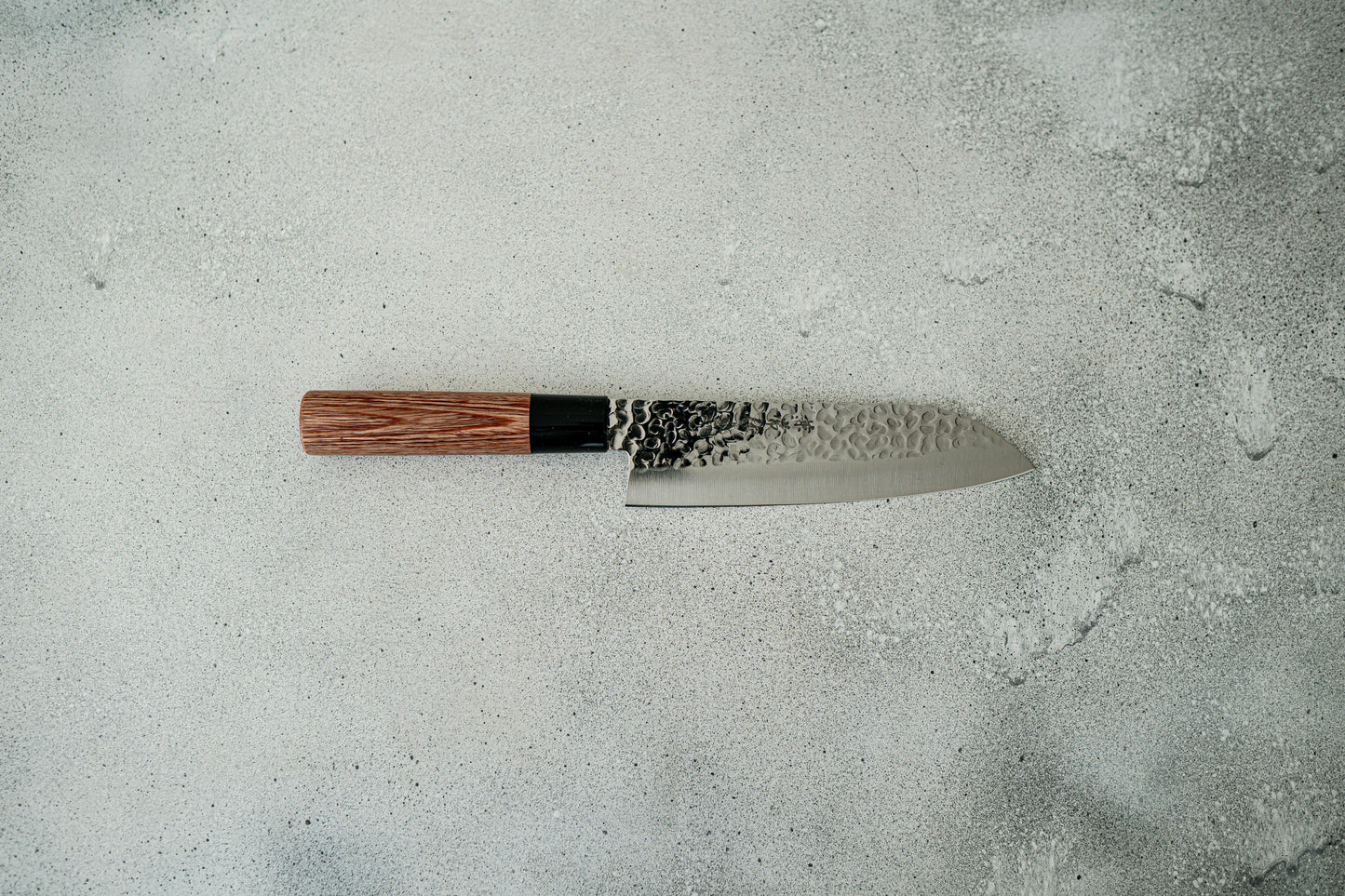 Kanetsune DSR-1K6 Hammered Santoku Japanese Knife 165mm Red Pakka wood Handle