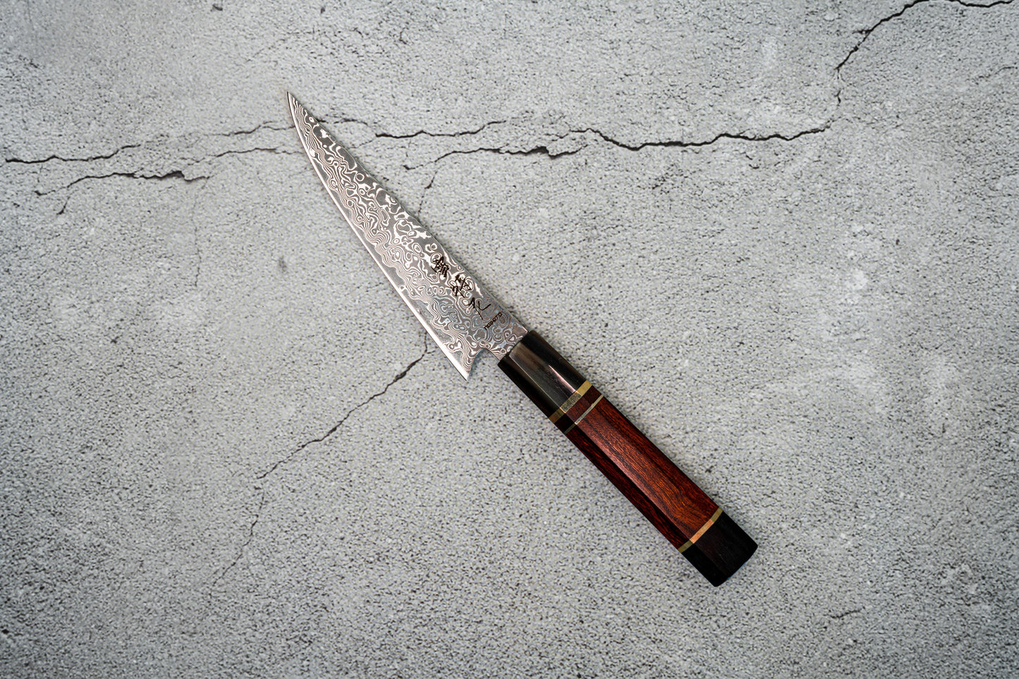 Noseto Kaji Petty 130mm Knife Damascus VG-10 Steel Core 67 layers Buffalo Horns Ironwood