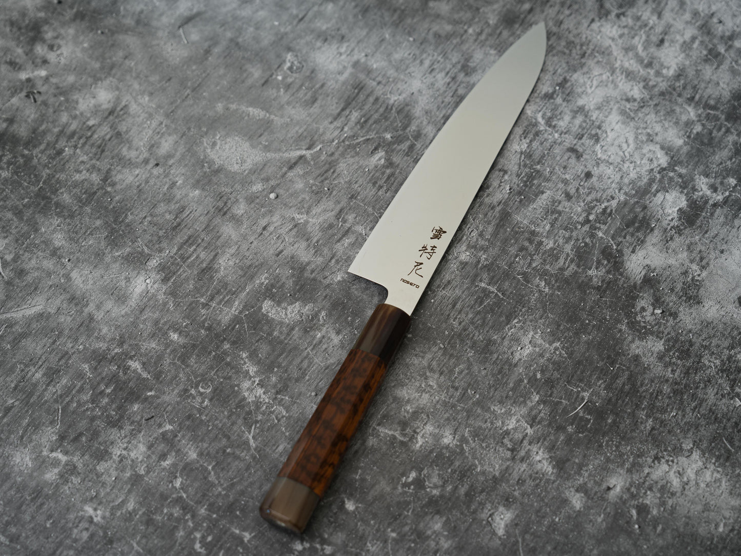 Noseto Hudo 240mm Gyuto Mirror Finished VG10 Single Steel with Snakewood and White Hone