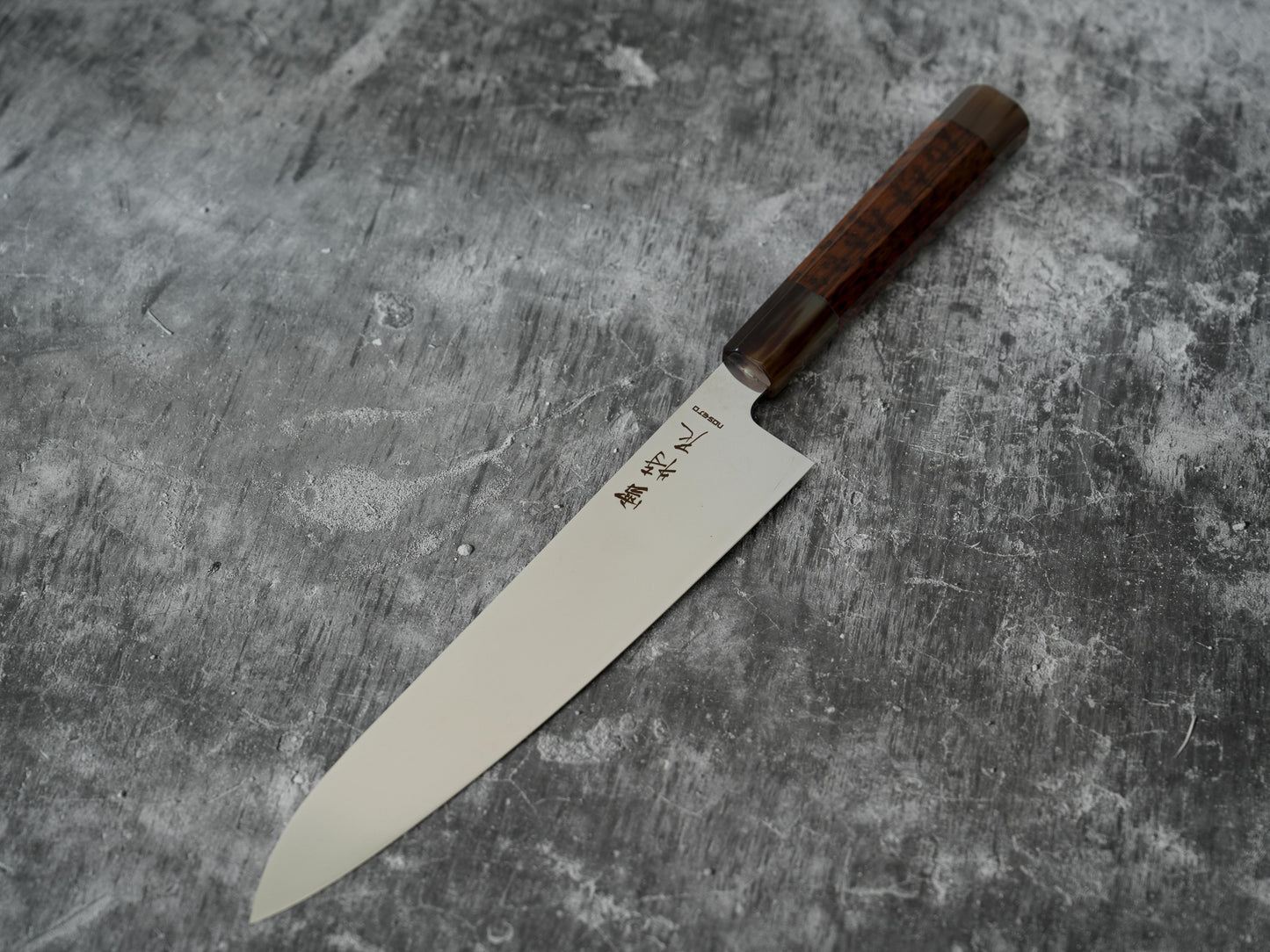 Noseto Hudo 240mm Gyuto Mirror Finished VG10 Single Steel with Snakewood and White Hone