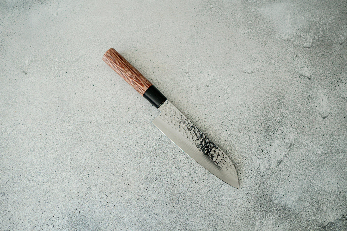 Kanetsune DSR-1K6 Hammered Santoku Japanese Knife 165mm Red Pakka wood Handle