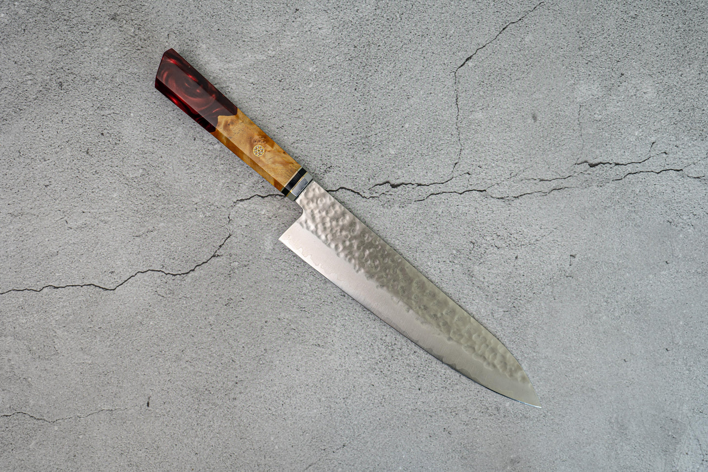 Noseto Red Hammered VG-10 67 layers 210mm Damascus Resin Handle Wood