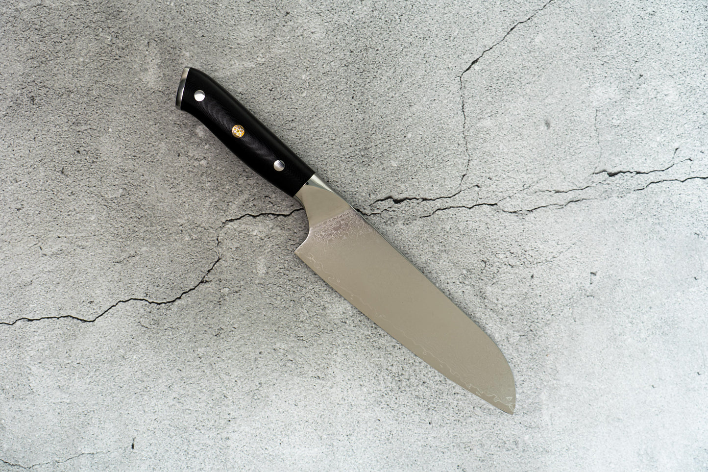 大马士革 VG-10 钢芯 67 层 Santoku G10 180 毫米西式手柄