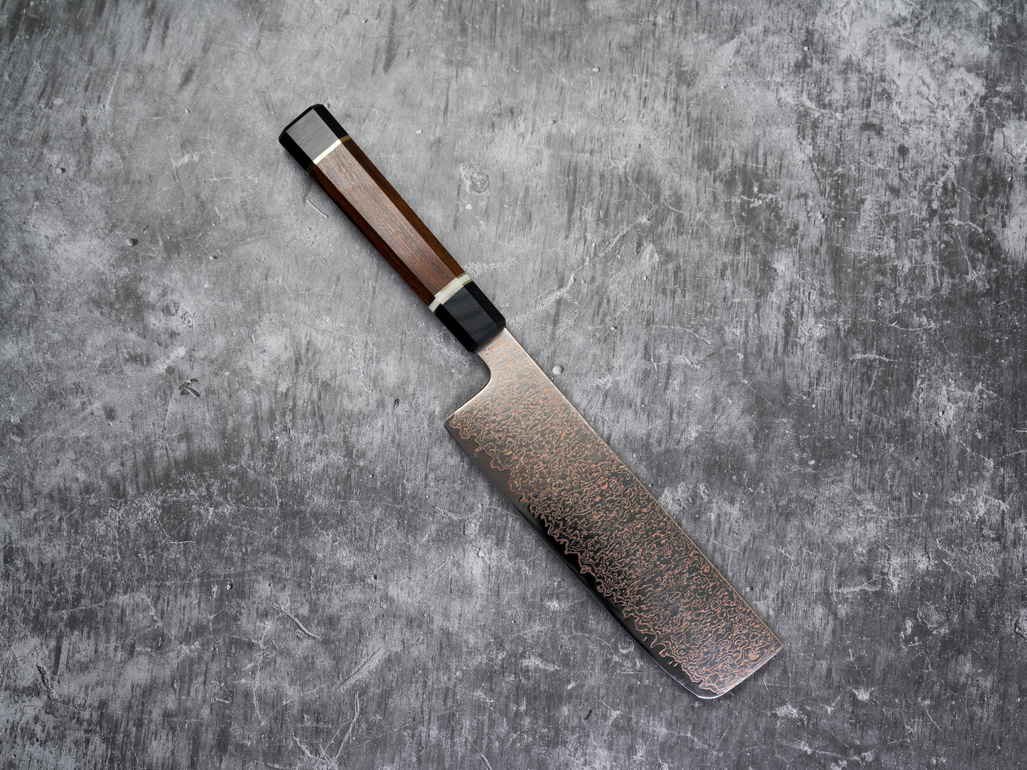 Noseto Kiiro 37 层铜大马士革钢 Nakiri 170 毫米配铁木手柄