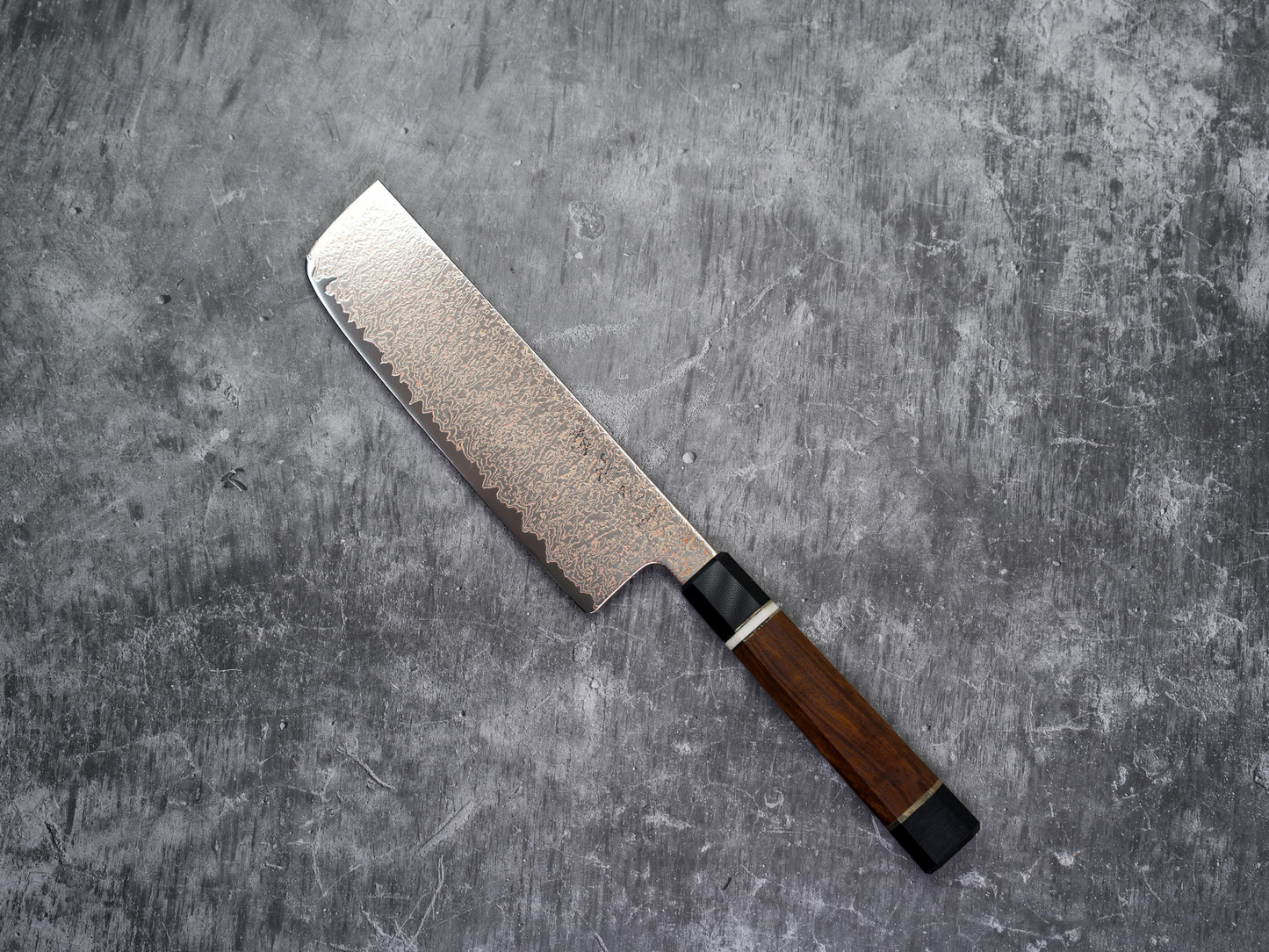 Noseto Kiiro 37 层铜大马士革钢 Nakiri 170 毫米配铁木手柄