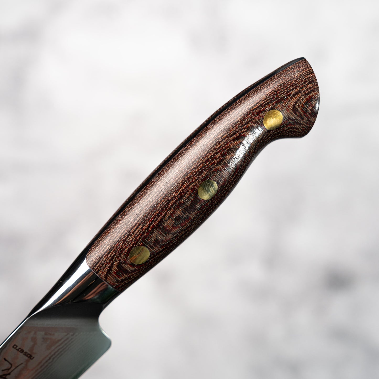 Noseto Toka Santoku 180mm 67 layers VG-10 Damascus Steel with Micarta + Copper Rivets Handle