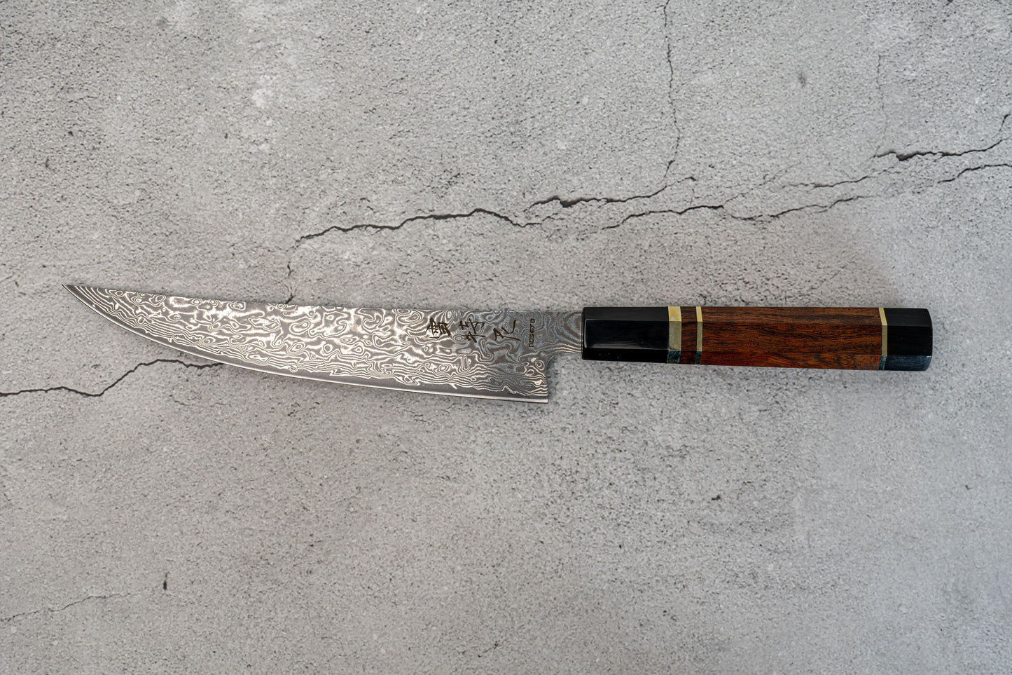 Noseto Kaji Fillet 210mm Knife Damascus VG-10 Steel Core 67 layers Buffalo Horns Ironwood