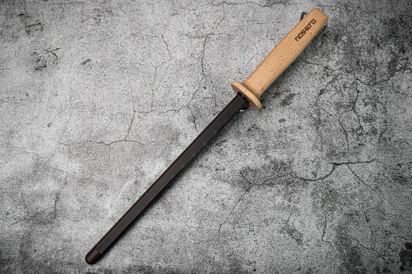 Noseto Black Ceramic Honing Rod Steel 270mm Impact-resistance ABS end cap