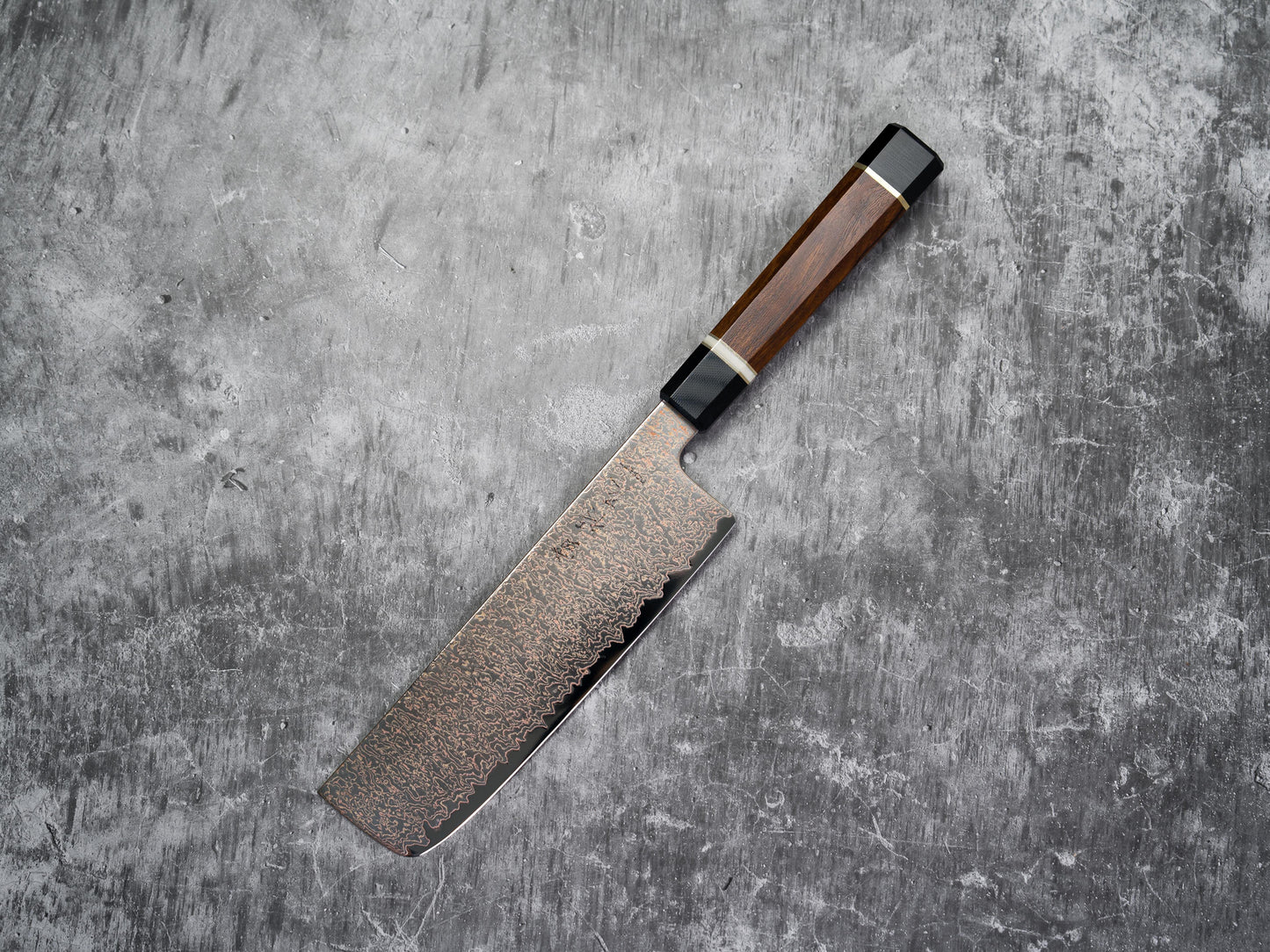 Noseto Kiiro 37 层铜大马士革钢 Nakiri 170 毫米配铁木手柄