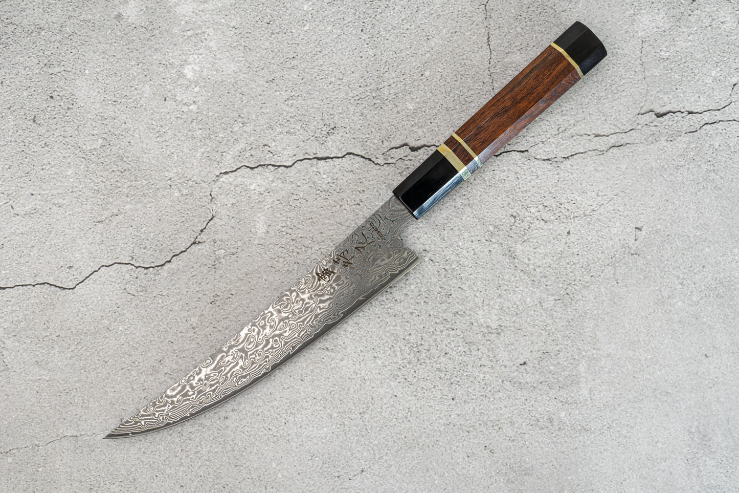 Noseto Kaji Fillet 210mm Knife Damascus VG-10 Steel Core 67 layers Buffalo Horns Ironwood
