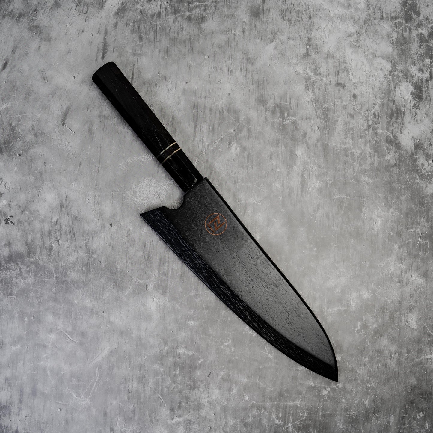 Noseto 110 层大马士革超级钢 Gyuto 黑色磨刀石和乌木八角形手柄