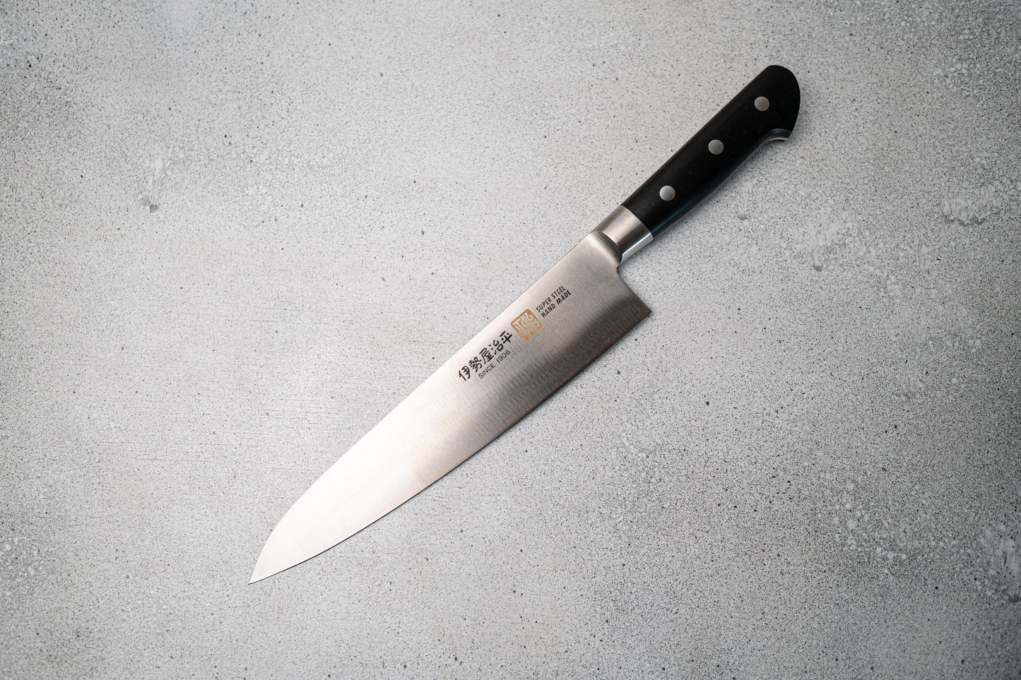 Iseya Molybdenum Gyuto Japanese Knife 210mm Black Pakka wood Handle