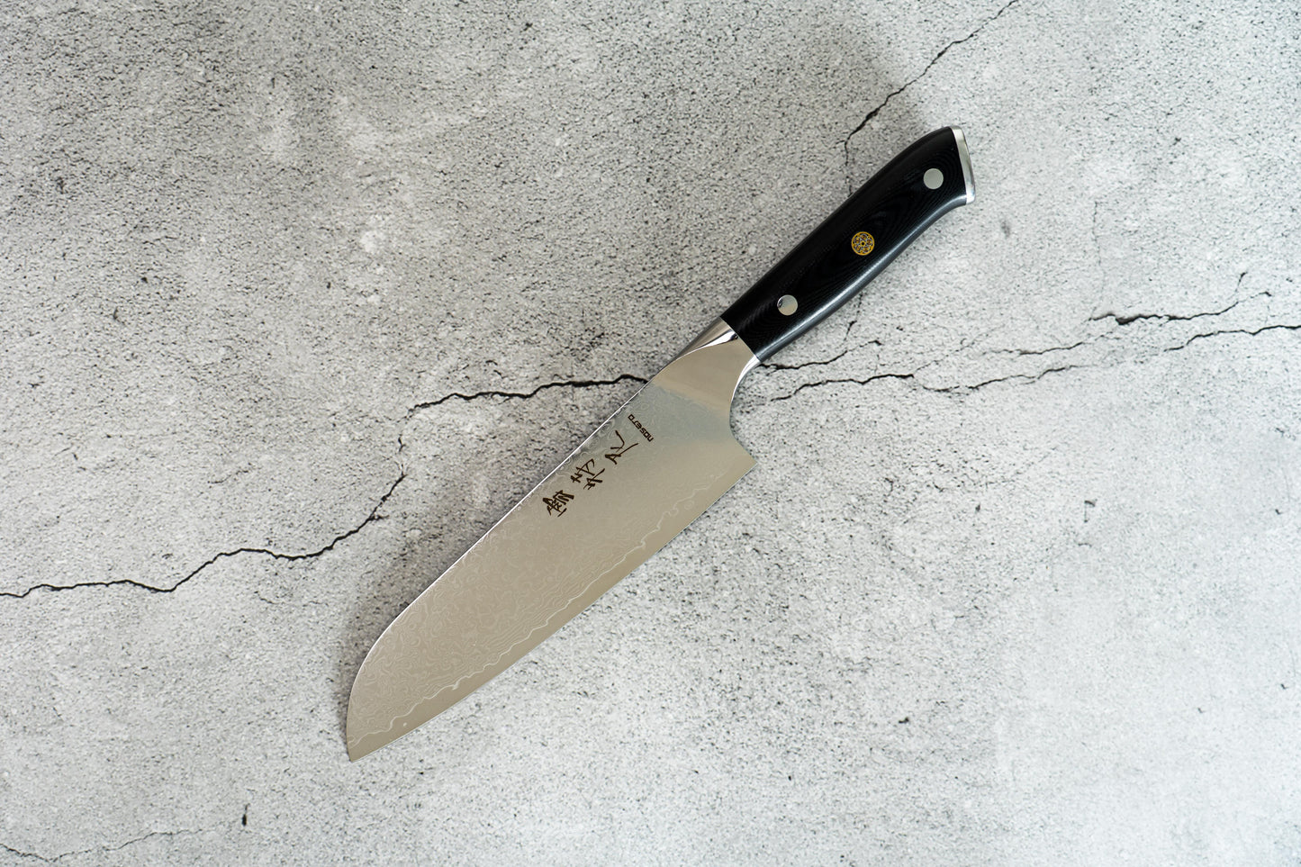 大马士革 VG-10 钢芯 67 层 Santoku G10 180 毫米西式手柄