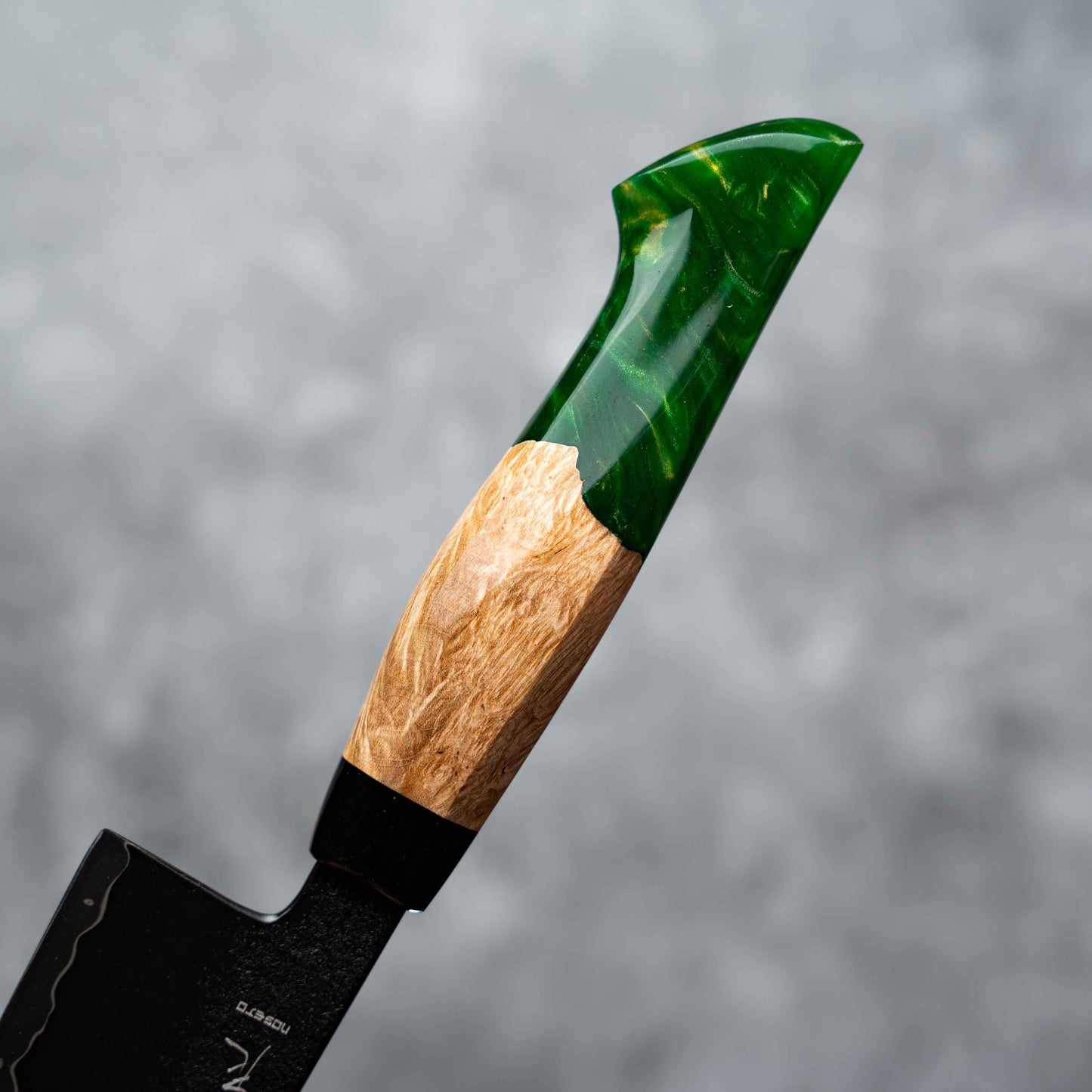 Noseto Arai Gyuto 210mm 3层黑色染色MD606粉末钢芯,带树脂和稳定木材