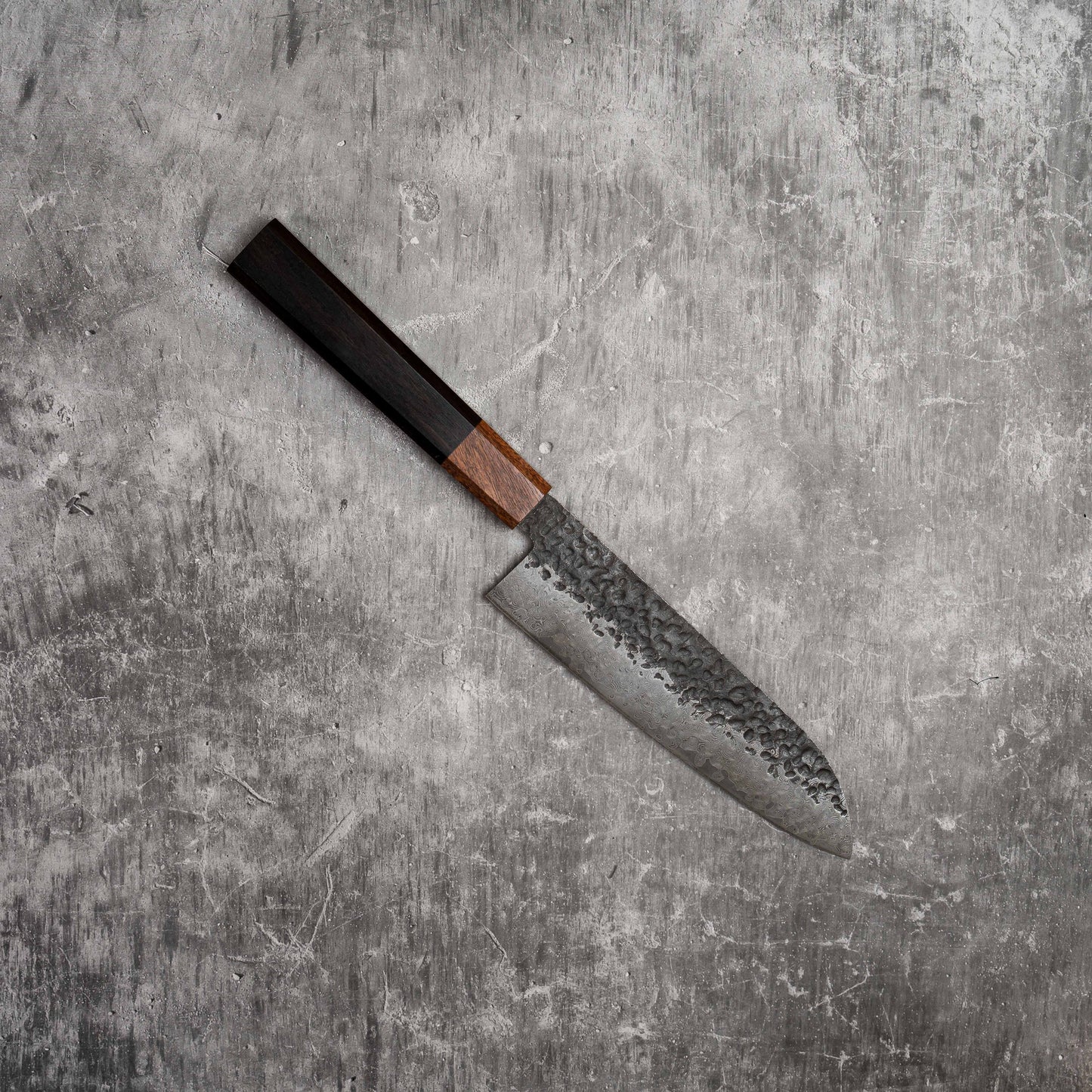 Noseto Kuki Santoku 160mm 67 层大马士革土色饰面黑色 Pakka 木材