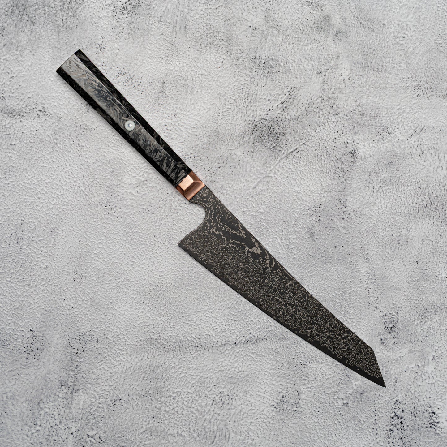 Noseto Masu 210mm Kiritsuke 67 层 Aus-10 大马士革钢带铜垫 + 碳纤维