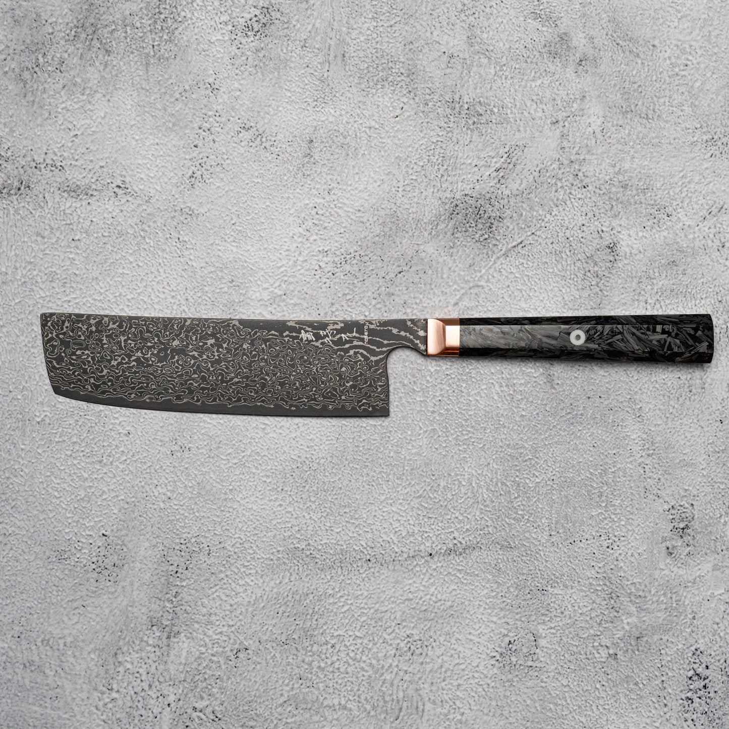 Noseto Masu 170mm Nakiri 67 层 Aus-10 大马士革钢带铜垫 + 碳纤维