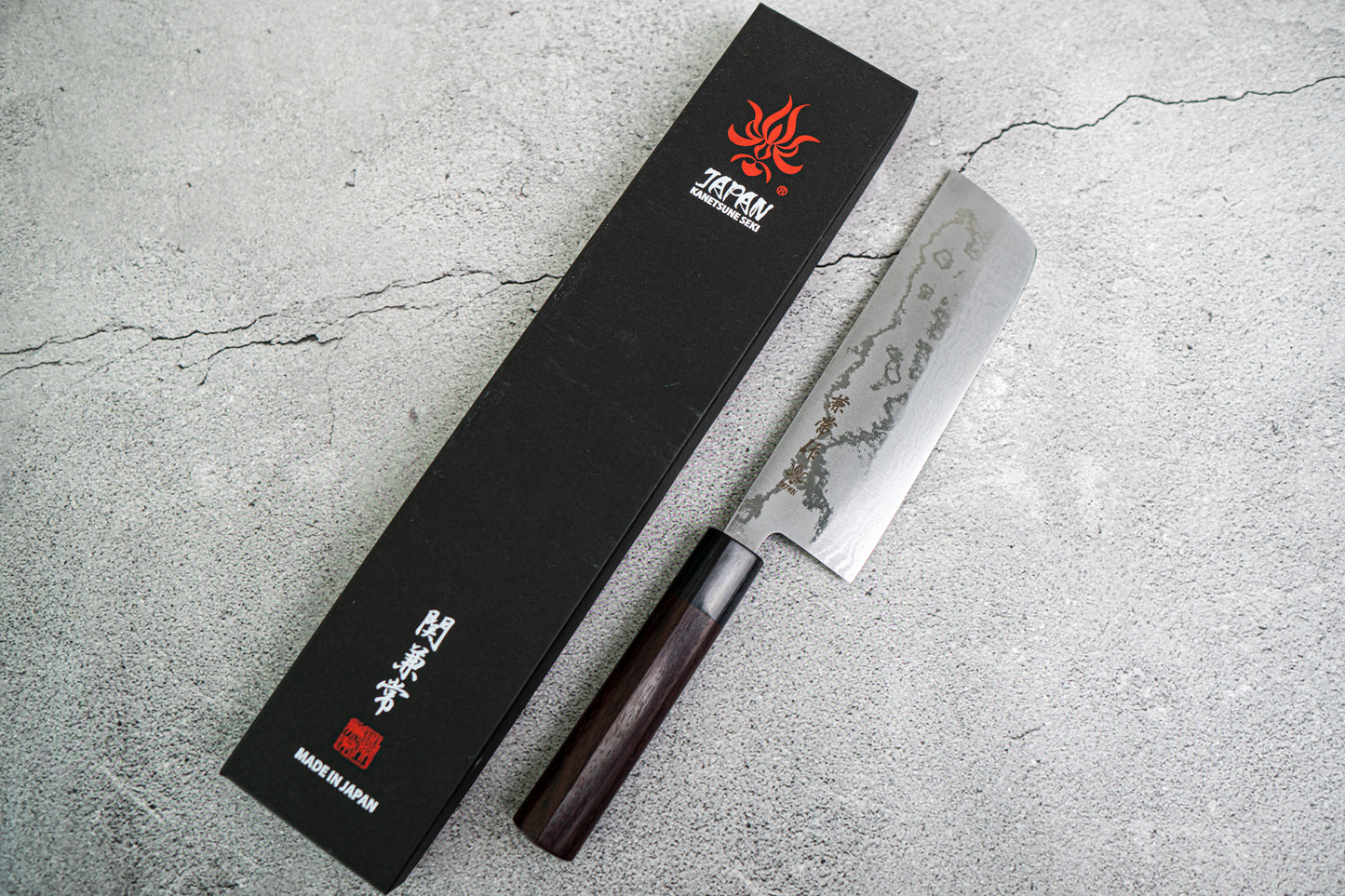 Kanetsune 蓝钢 2 号大马士革 Nakiri 日本刀 165 毫米 Shitan 手柄