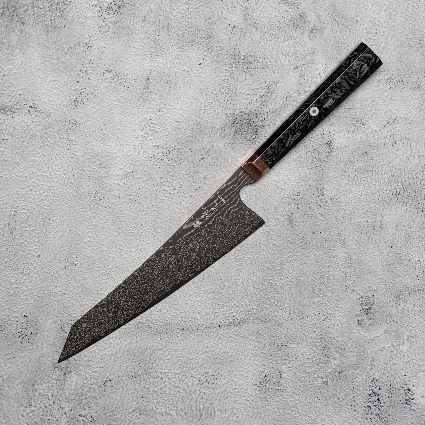 Noseto Masu 210mm Kiritsuke 67 层 Aus-10 大马士革钢带铜垫 + 碳纤维