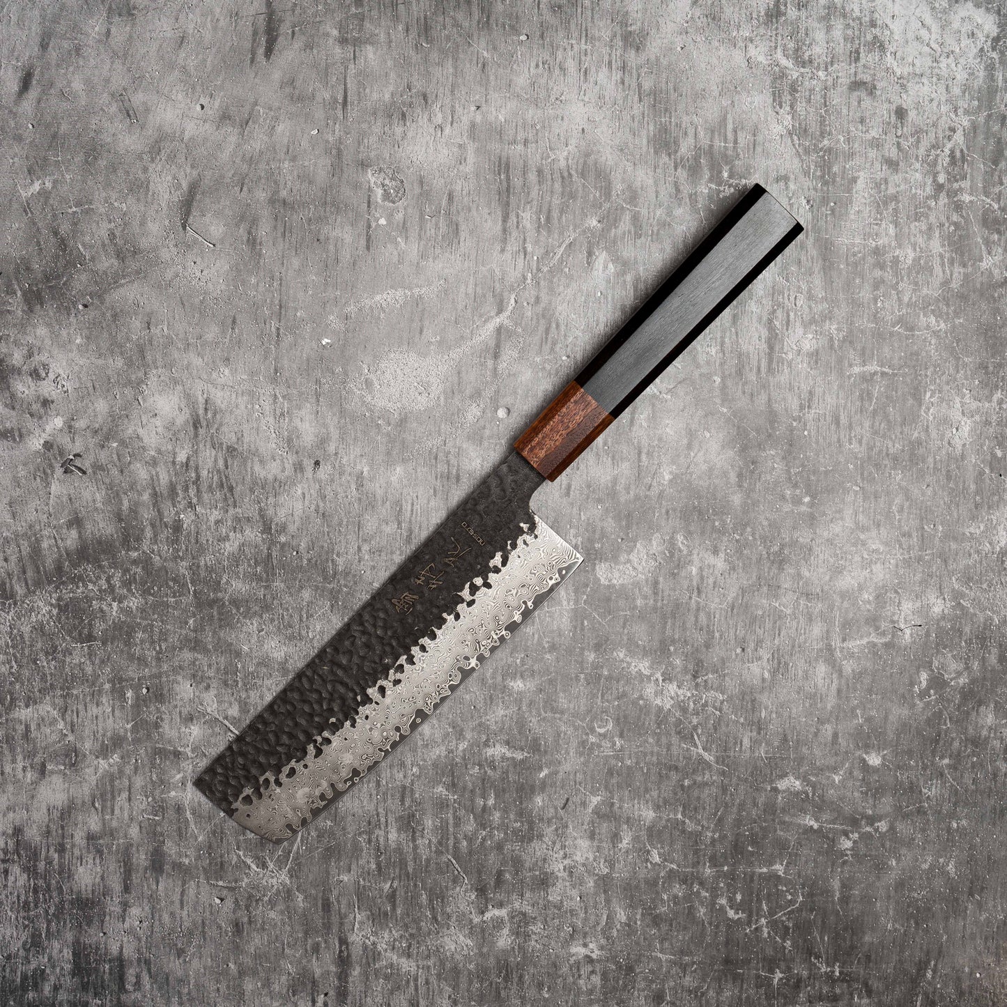 Noseto Kuki Nakiri 180mm 67 层大马士革土色饰面 黑色 Pakka 木材