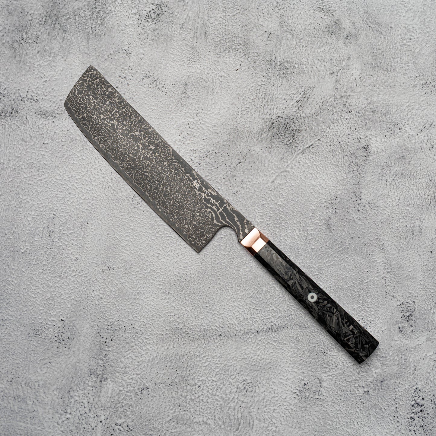 Noseto Masu 170mm Nakiri 67 层 Aus-10 大马士革钢带铜垫 + 碳纤维