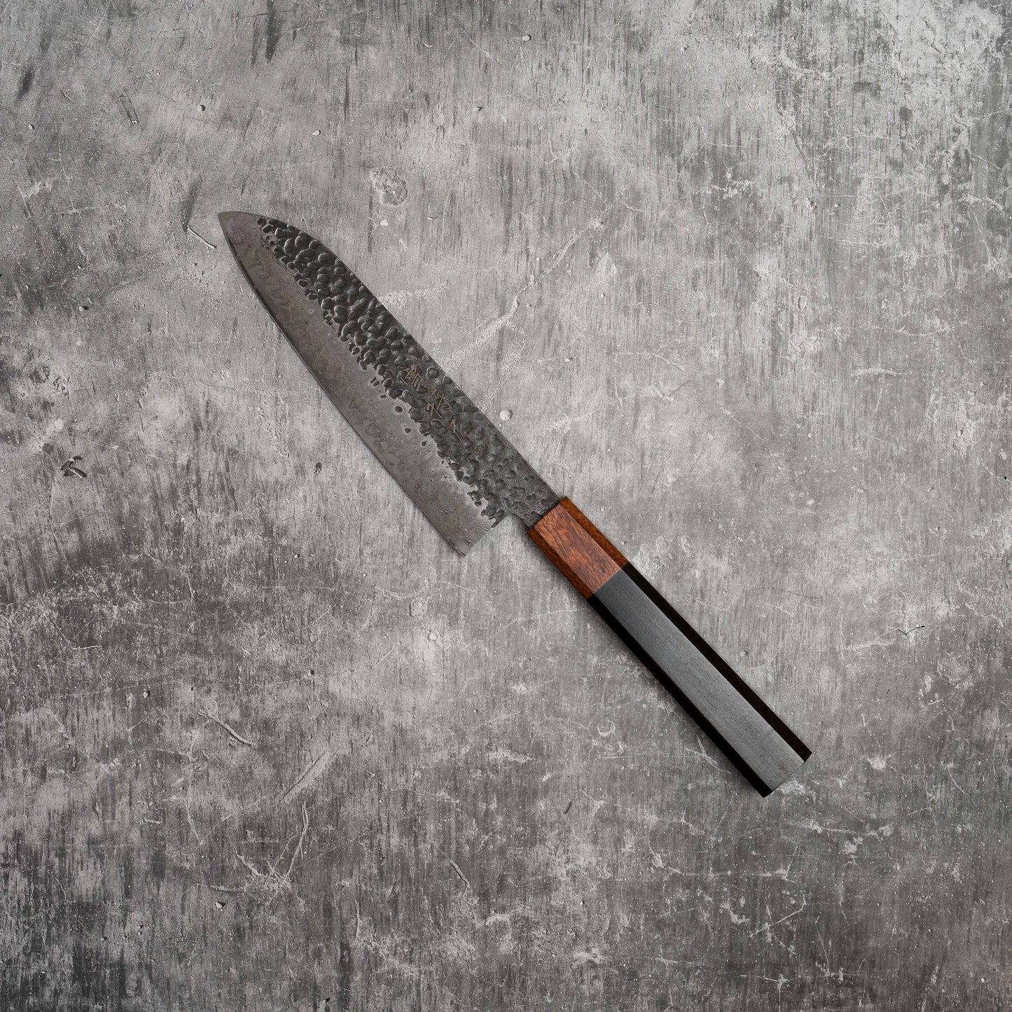 Noseto Kuki Santoku 160mm 67 层大马士革土色饰面黑色 Pakka 木材