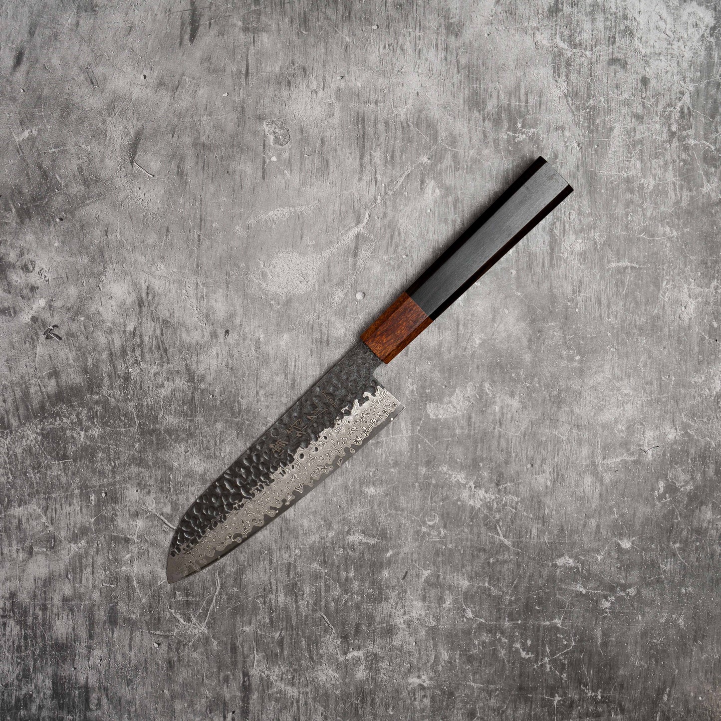 Noseto Kuki Santoku 160mm 67 层大马士革土色饰面黑色 Pakka 木材