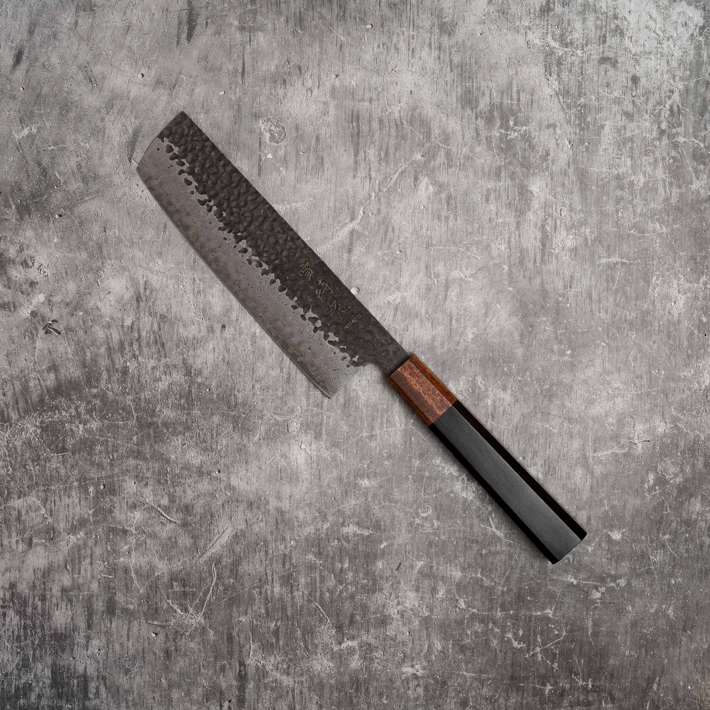 Noseto Kuki Nakiri 180mm 67 层大马士革土色饰面 黑色 Pakka 木材
