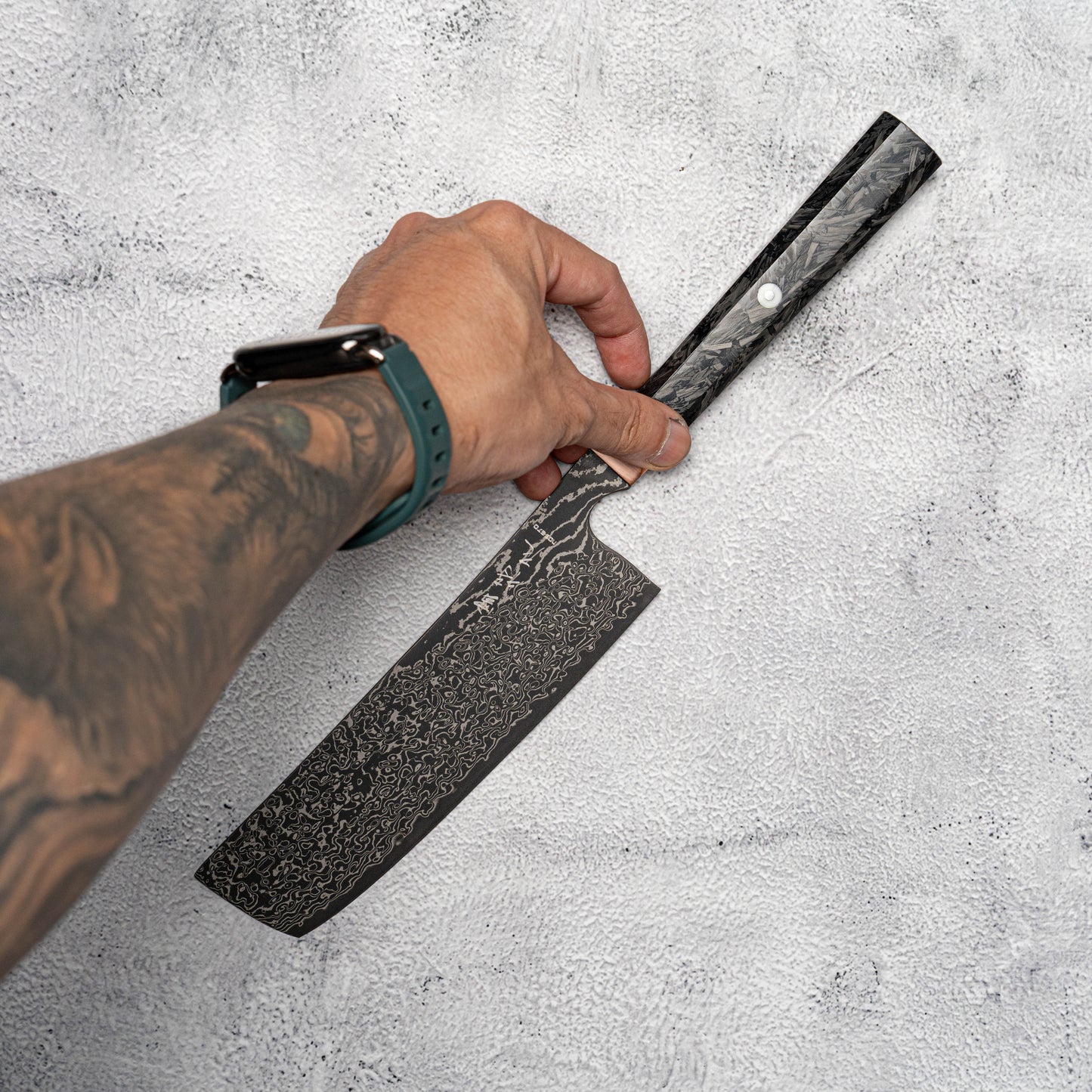 Noseto Masu 170mm Nakiri 67 层 Aus-10 大马士革钢带铜垫 + 碳纤维