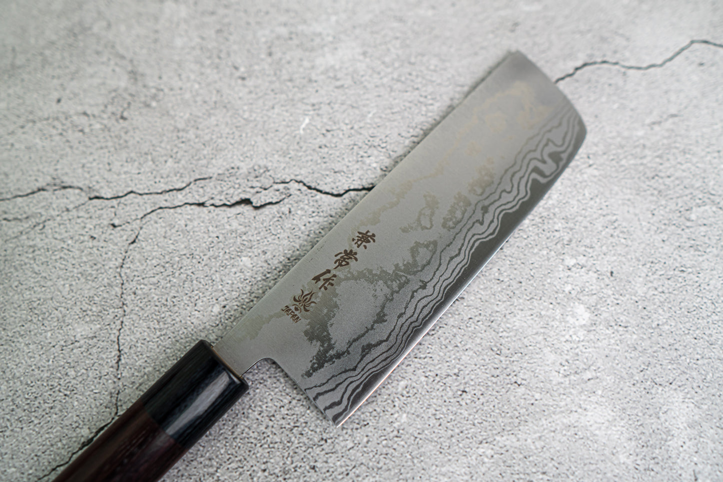 Kanetsune 蓝钢 2 号大马士革 Nakiri 日本刀 165 毫米 Shitan 手柄