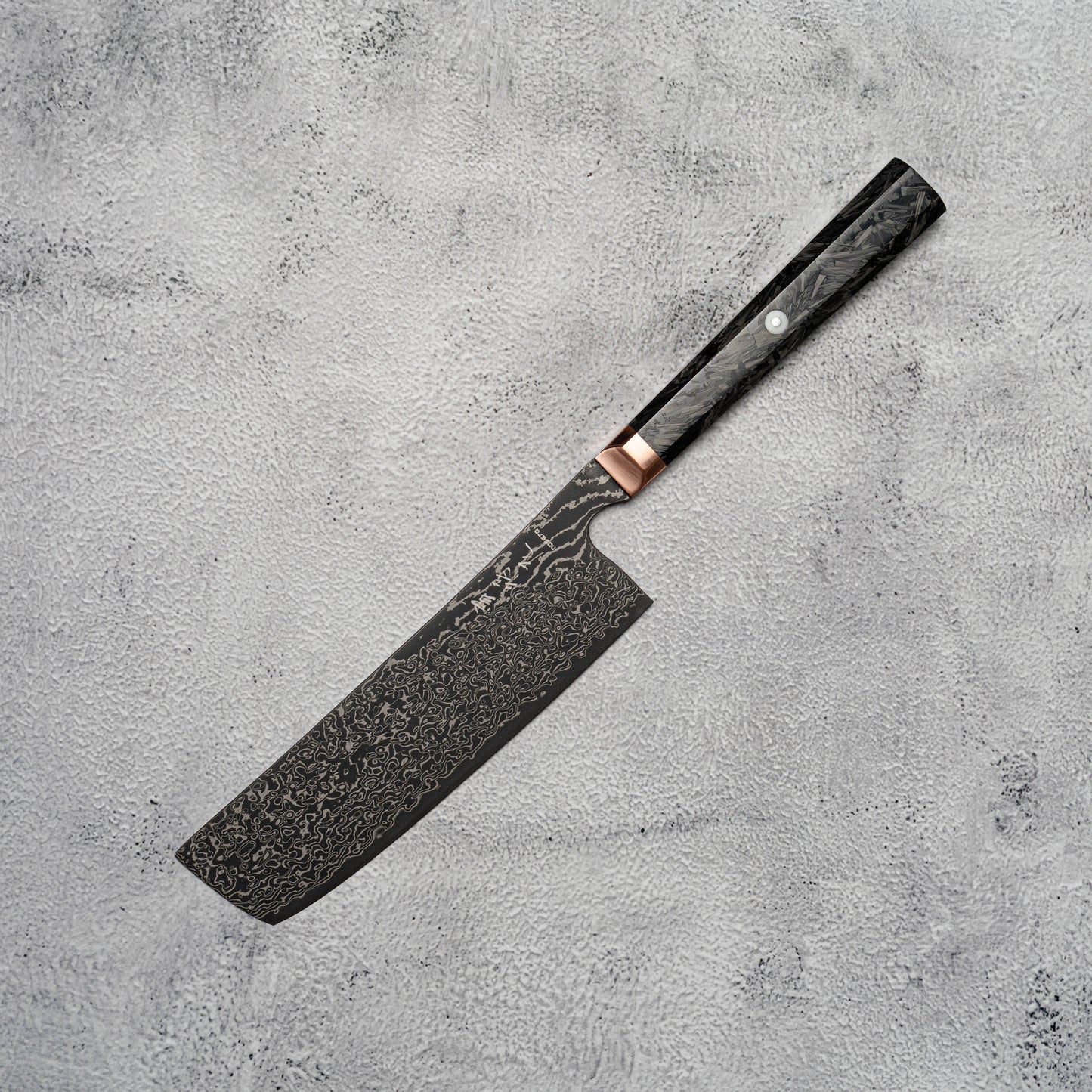 Noseto Masu 170mm Nakiri 67 层 Aus-10 大马士革钢带铜垫 + 碳纤维