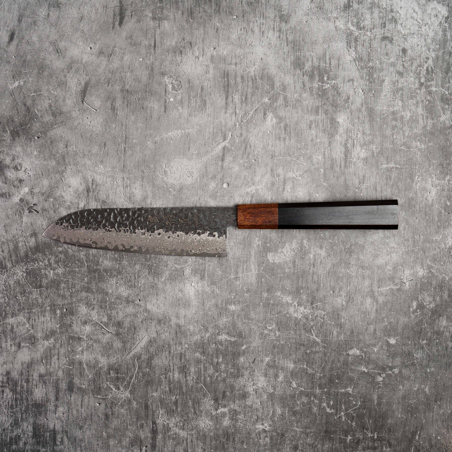 Noseto Kuki Santoku 160mm 67 层大马士革土色饰面黑色 Pakka 木材