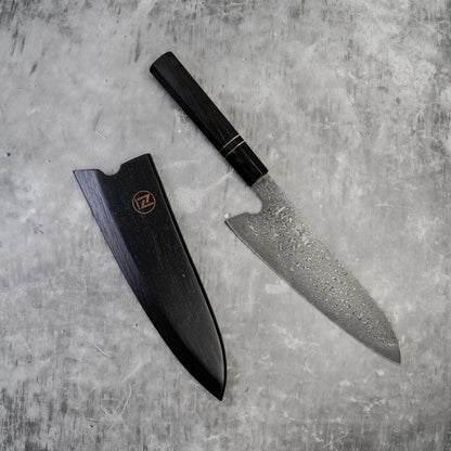 Noseto 110 层大马士革超级钢 Gyuto 黑色磨刀石和乌木八角形手柄