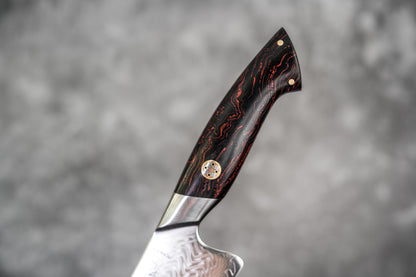 Noseto Roku Petty 135mm 刀 73 层粉末钢芯，黑色和红色 G10 手柄
