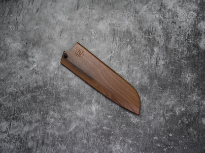 Couteau Santoku Saya Noseto 180 mm en bois de noyer avec broche
