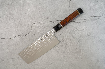 Noseto Suki 高大 Nakiri 砍刀 67 层锤纹大马士革沙漠铁木柄