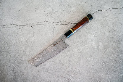 Noseto Kaji Nakiri 180mm 大马士革刀 VG-10 钢芯 67 层水牛角铁木