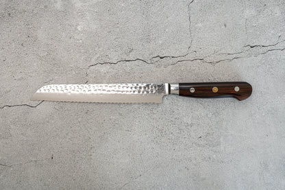 Couteau à pain Noseto Yohan martelé Damas 210 mm Manche occidental en palissandre