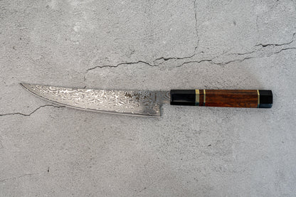 Noseto Kaji Fillet 210mm Knife Damascus VG-10 Steel Core 67 layers Buffalo Horns Ironwood