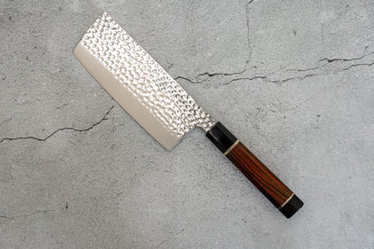 Noseto Suki 高大 Nakiri 砍刀 67 层锤纹大马士革沙漠铁木柄