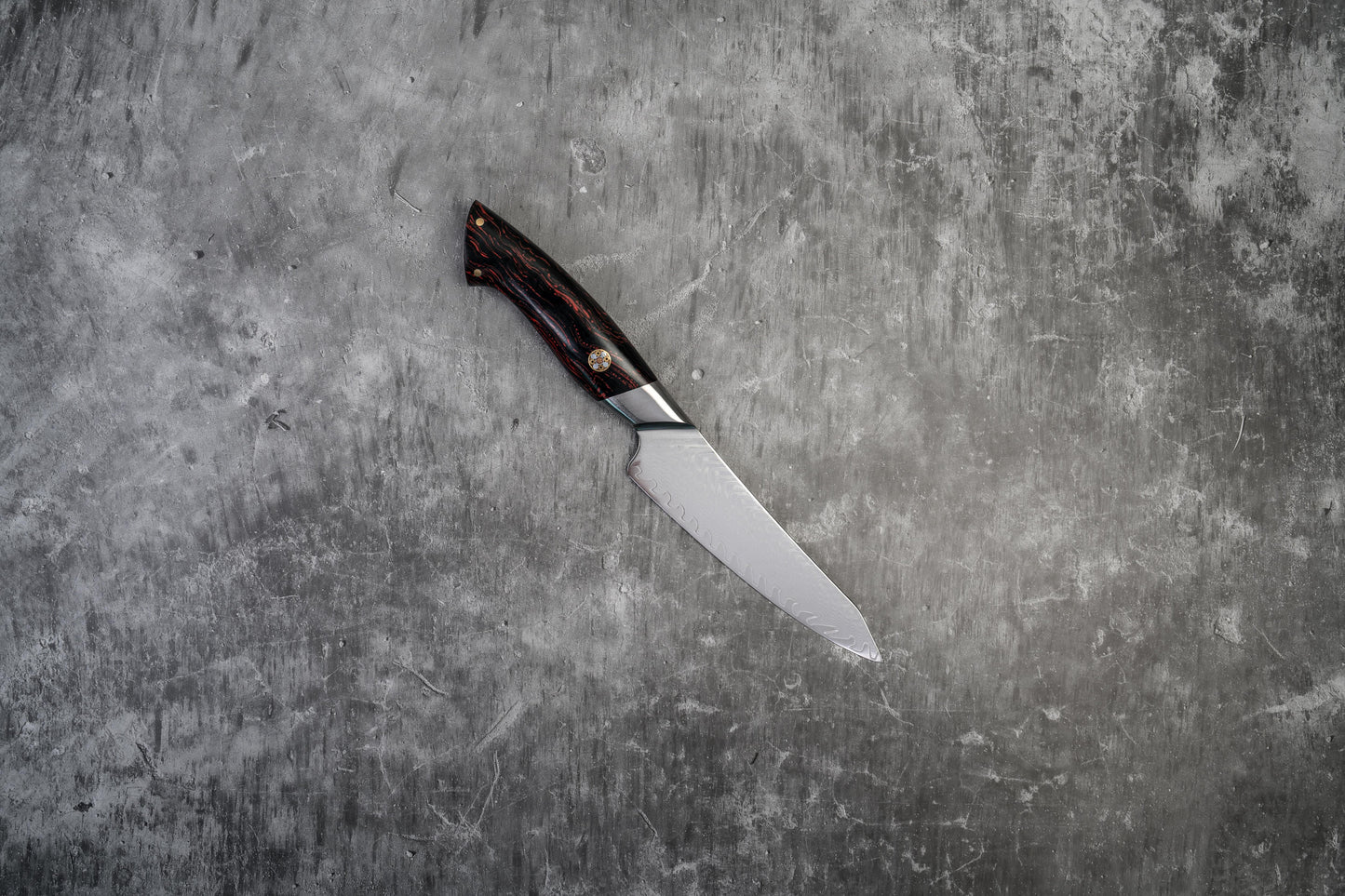 Noseto Roku Petty 135mm 刀 73 层粉末钢芯，黑色和红色 G10 手柄