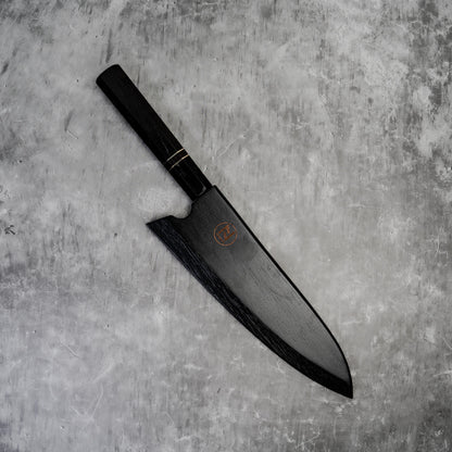 Noseto 110 层大马士革超级钢 Gyuto 黑色磨刀石和乌木八角形手柄