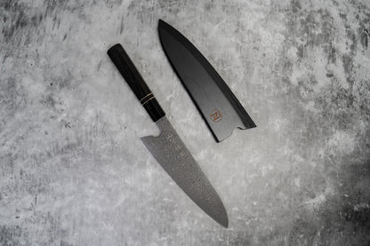Noseto 110 层大马士革超级钢 Gyuto 黑色磨刀石和乌木八角形手柄