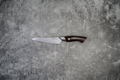 Noseto Roku Petty 135mm 刀 73 层粉末钢芯，黑色和红色 G10 手柄