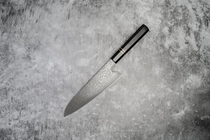 Noseto 110 层大马士革超级钢 Gyuto 黑色磨刀石和乌木八角形手柄