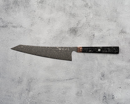 Noseto Masu 210mm Kiritsuke 67 层 Aus-10 大马士革钢带铜垫 + 碳纤维