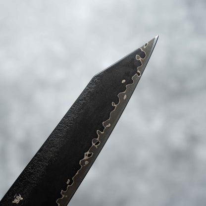 Noseto Arai Kiritsuke 210 mm 3 couches de peinture noire, noyau en acier poudré MD606 avec ébène octogonal et corne de buffle