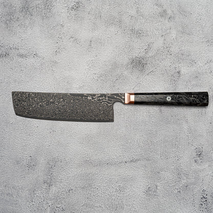 Noseto Masu 170mm Nakiri 67 层 Aus-10 大马士革钢带铜垫 + 碳纤维