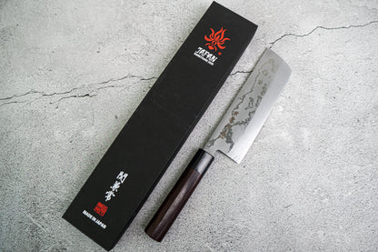 Kanetsune 蓝钢 2 号大马士革 Nakiri 日本刀 165 毫米 Shitan 手柄