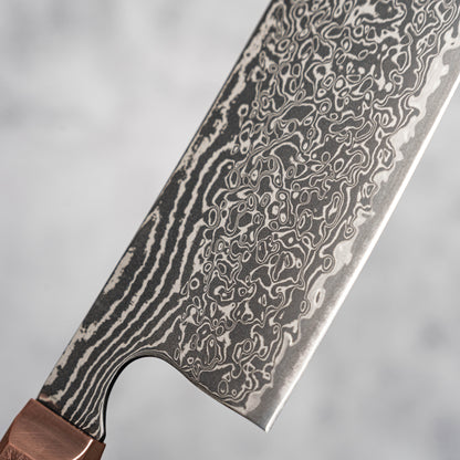 Noseto Masu 170mm Nakiri 67 层 Aus-10 大马士革钢带铜垫 + 碳纤维